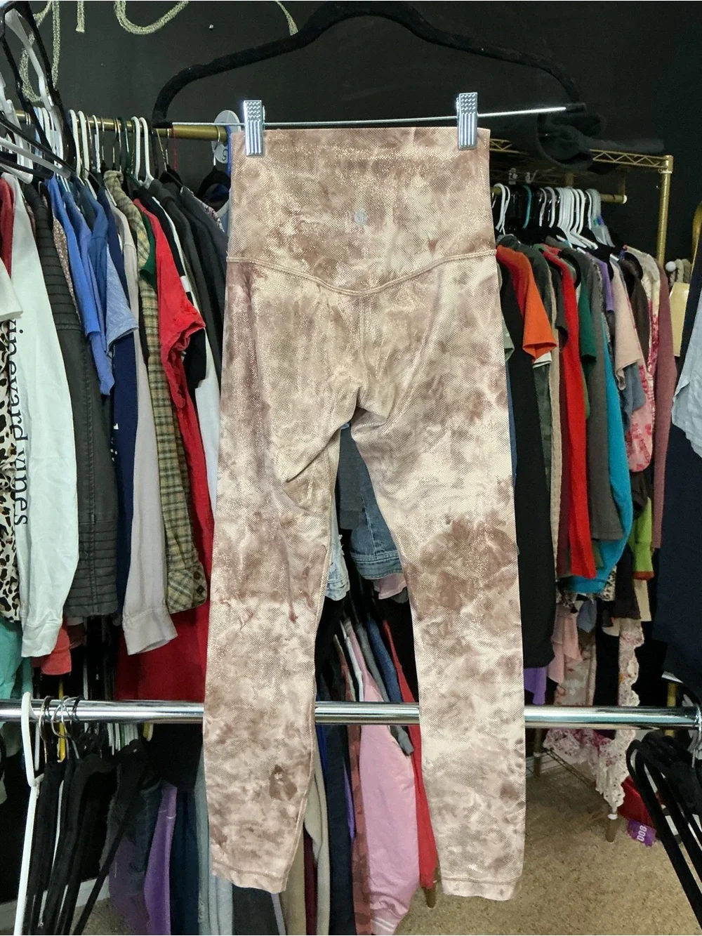 Lululemon Wunder Train 25’ High-Rise Foil Tie Dye Leggings Gold Shimmer Yoga
